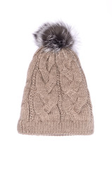 knitted hat with bubo isolated on white