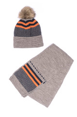 hat with bubo and scarf isolated on white