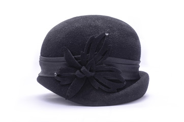 classic female bowler hat isolated on white
