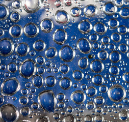 drops of water on a blue background