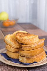 French toast closeup with copy space