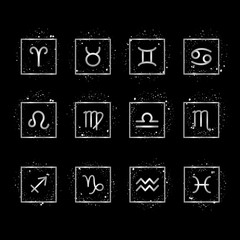 Zodiac signs silver icons