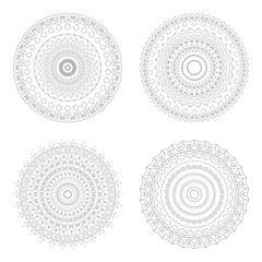 Vector circular design templates . Round decorative patterns. Set of creative Mandala isolated on white.