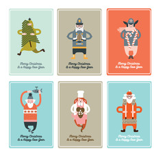 Fototapeta premium Christmas cards x-mas Santa Claus