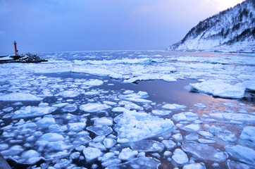 floating ice in Shiretoko, Hokaido, Japan © derusu