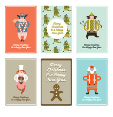 Fototapeta premium Christmas cards x-mas Santa Claus