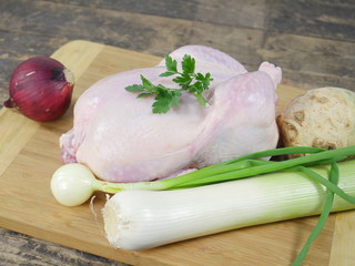 raw chicken with vegetable