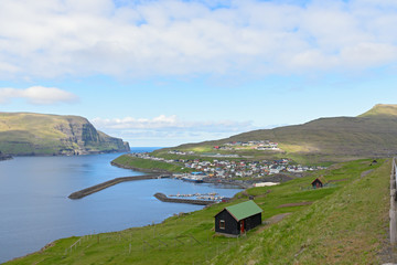 The city and harbour of Eidi, Faroe Islands, Denmark