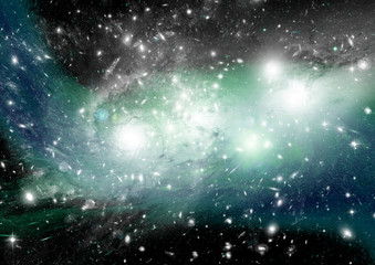 Stars, dust and gas nebula in a far galaxy