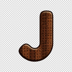 Font letter J with Chocolate Biscuit effect. Perfect applicable saved working/ clipping path for design project.