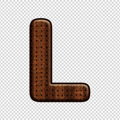 Font letter L with Chocolate Biscuit effect. Perfect applicable saved working/ clipping path for design project.