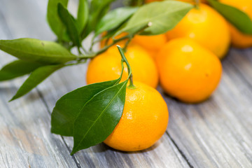 tangerines on wooden