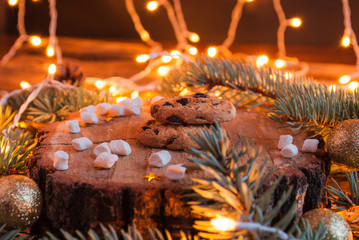 Christmas Cookies on Wooden Background. Horizontal.