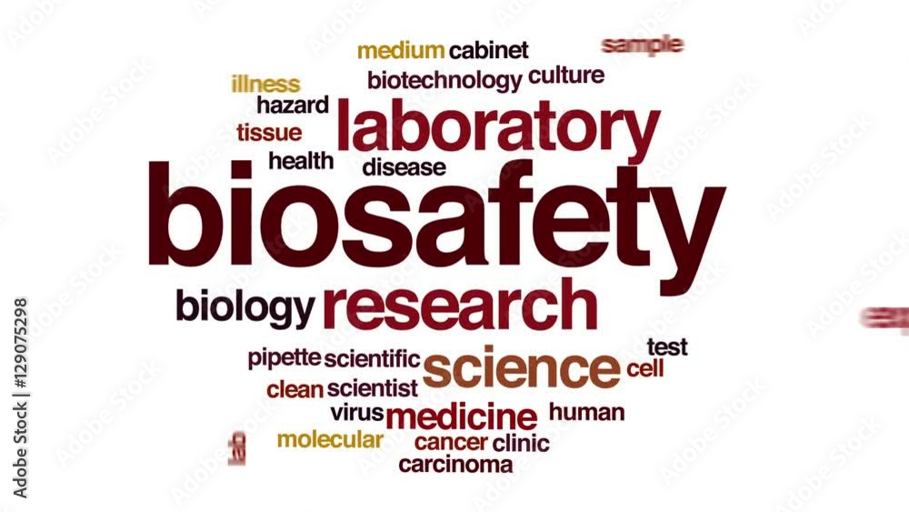 Wall mural biosafety animated word cloud.