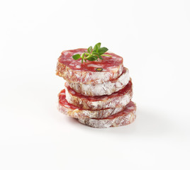 Dry cured sausage slices