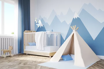 No drill blackout roller blinds Cradle Mountain Close up of baby's room, tent and mountain