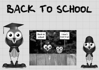 Monochrome comical back to school message 