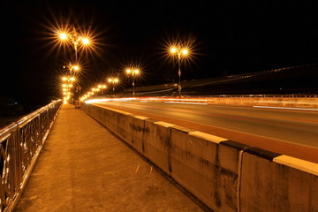Fototapeta na wymiar Nightscape of Phaya Mang Rai Bridge