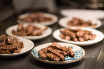 Beef steak pieces ready for consumption