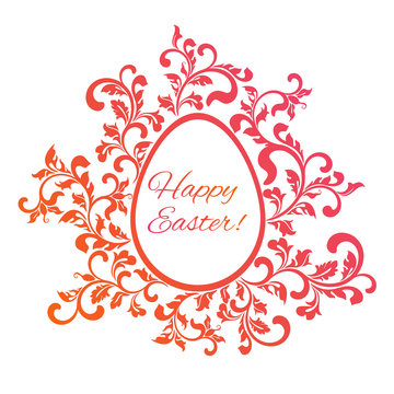 Card Happy Easter! Easter egg in floral style.