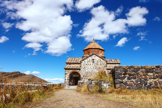 Scenic view of an old Sevanavank church in Sevan, Armenia