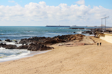 Atlantic Ocean seaside in Porto, Portugal 