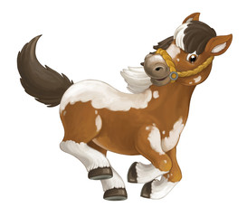 Cartoon happy horse is running jumping smiling and looking - artistic style - isolated - illustration for children © honeyflavour