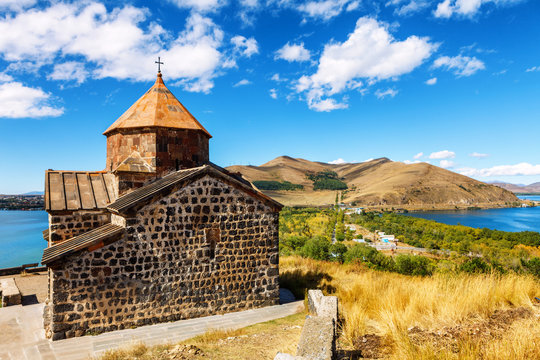 Scenic view of an old Sevanavank church in Sevan, Armenia