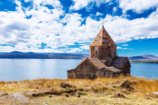Scenic view of an old Sevanavank church in Sevan, Armenia