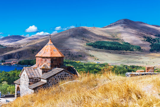 Scenic view of an old Sevanavank church in Sevan, Armenia