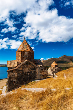 Scenic view of an old Sevanavank church in Sevan, Armenia