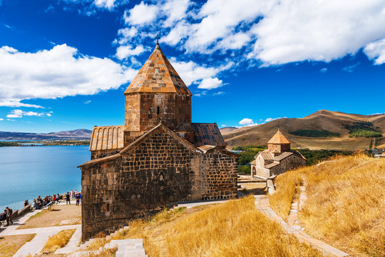 Scenic view of an old Sevanavank church in Sevan, Armenia