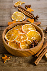 Christmas decoration on wooden background