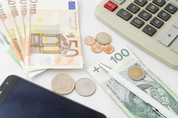 Euros Polish zlotys Swiss francs