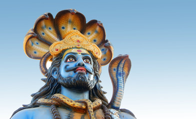 Closeup of Hindu God Shiva idol 