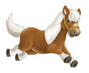 Cartoon happy horse is running jumping smiling and looking - artistic style - isolated - illustration for children © honeyflavour