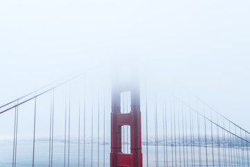 overlook view of Golden gate  bridge with fog,San francisco,California.