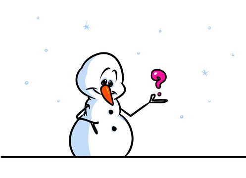 Christmas snowman character question cartoon illustration isolated image