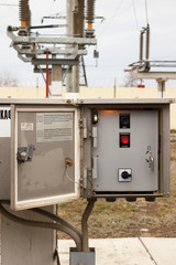 Fototapeta na wymiar Power electric equipment of substation