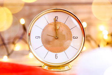 New Years clock close to midnight at party