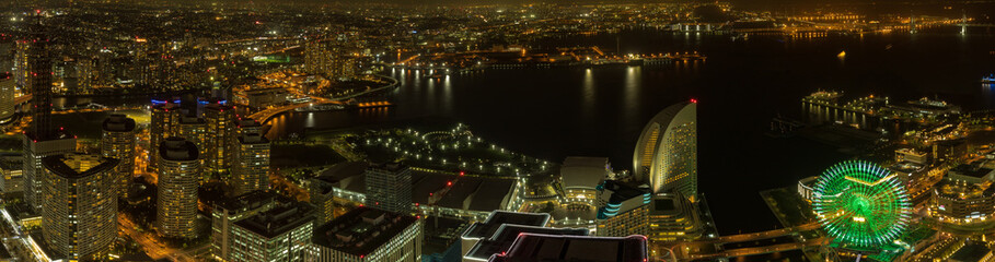 Fototapeta na wymiar Night view of Yokohama panorama