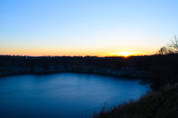 Fototapeta premium View on a lake in granite quarry
