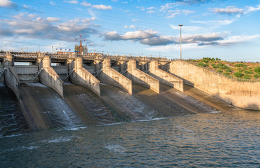 Dam gate in evening, The Pa Sak Cholasit Dam