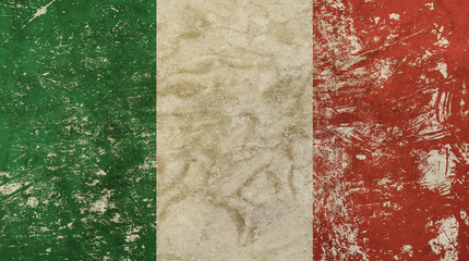 Old grunge vintage faded flag of Italy