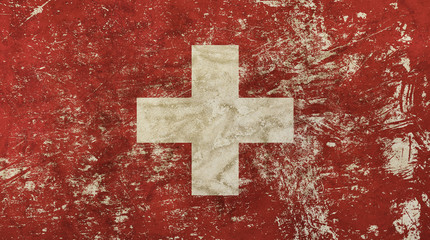 Old grunge vintage faded Swiss Confederation flag