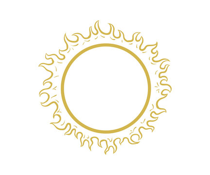 Circle Yellow Sun Hand Drawing Vector Logo 