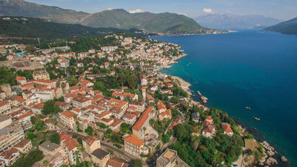 Fototapeta premium Aerial view of Herceg-Novi city