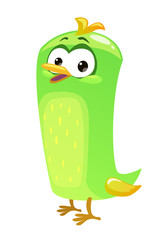 Cute funny green bird icon.