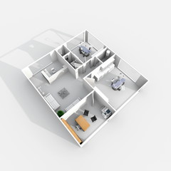 3d interior rendering of dental clinic
