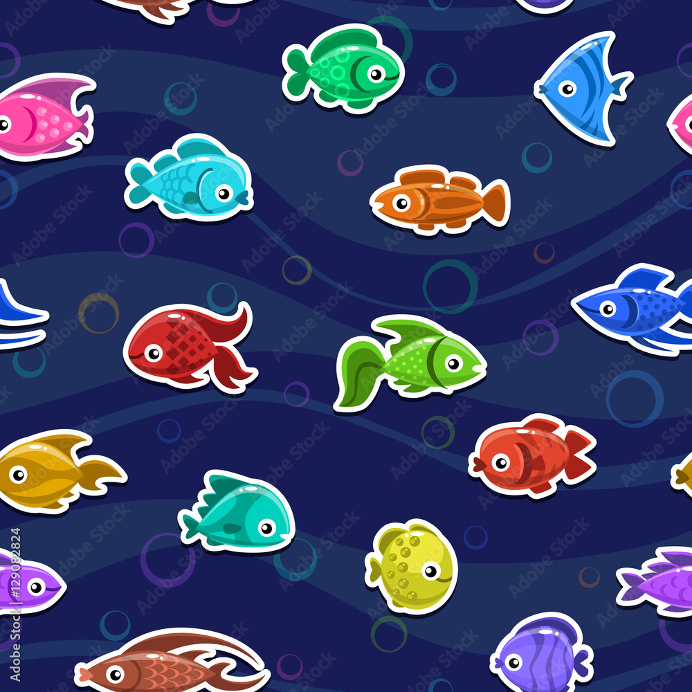 Canvas Prints Seamless pattern with cute colorful fishes